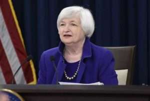 Chair Yellen delivers opening statement at the FOMC press conference. Image-Federal Reserve