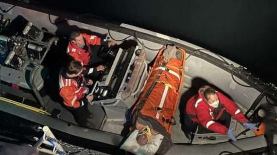 U.S. Coast Guard Cutter John McCormick crew medevacs fisherman in Canadian waters