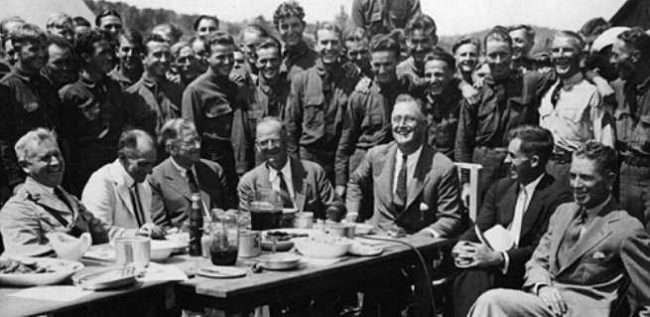 President Franklin Roosevelt Visits a CCC Camp