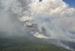 The Pogo Mine Road fire burns on August 5th, 2023. Photo by Duane Morris/Alaska Division of Forestry