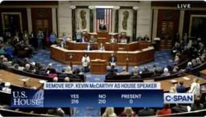 McCarthy's ouster as Speaker of the House. Image-House Television