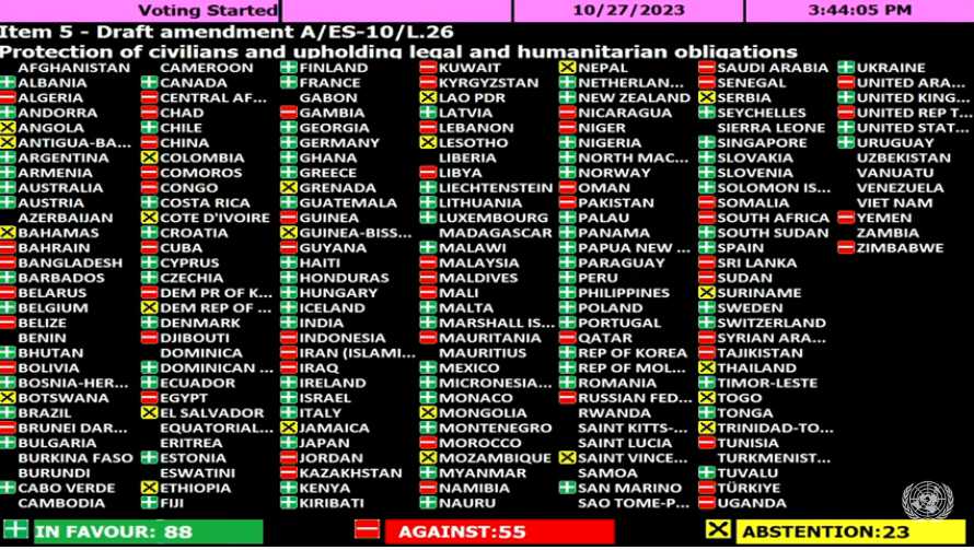 UN General Assembly Passes Resolution Calling for 'Humanitarian Truce' in Gaza UN Youtube video screengrab