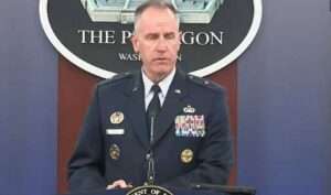 Pentagon spokesman Air Force Brig. Gen. Patrick Ryder speaking at the Pentagon. Image-CSPAN video screengrab