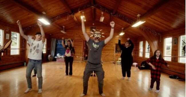 Alutiiq dance practice, a scene from the Who Are We film.