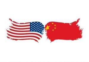 U.S./China flags. Image-Vector Stock