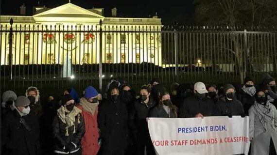 Biden Staffers Demand Cease-Fire at ‘Historic’ White House Vigil