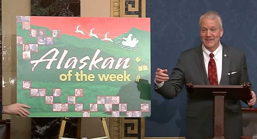 Senator Sullivan doing "Alaskan of the Week" Image-Office of Senator Sullivan