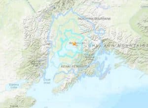 Shake map of Sunday 5.0 Quake. Image-USGS