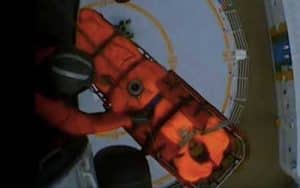 A Coast Guard Air Station Sitka MH-60 Jayhawk helicopter crew medevacs a woman from the cruise ship Celebrity Solstice near Noyes Island. Image-USCG