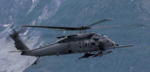 A U.S. Air Force HH-60W Jolly Green II, assigned to the 210th Rescue Squadron, 176th Wing, Alaska Air National Guard, flies over Southcentral Alaska. (Alaska National Guard photo by Alejandro Peña)