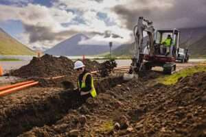 Crews will be digging trenches and deploying fiber conduit throughout Larsen Bay, similar to deployments in communities like King Cove (pictured). (Photo courtesy NCTA)