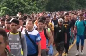 Central American migrants walking north through Mexico. Image-VOA