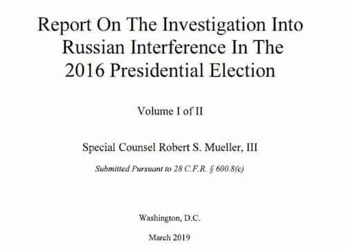 Mueller Report Confirms Intelligence Findings About Russian Meddling