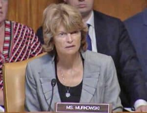 Alaska's Senator Murkowski at Commerce, Justice, and Science (CJS) Appropriations Subcommittee hearing. Image-Youtube video screengrab