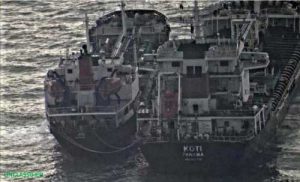 A suspected ship-to-ship oil transfer involving a North Korean tanker. Archive Photo: U.S. Treasury