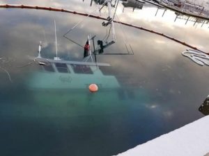 F/V Nordic Viking sunk at the Seward T-Dock. Image-AK DEC