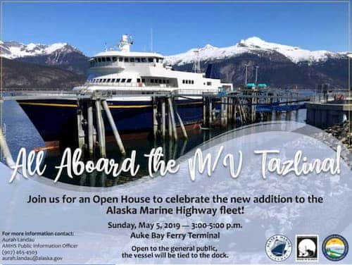 AMHS to Hold Open House on M/V Tazlina in Juneau