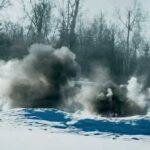 Explosions occur after Navy technicians, assigned to Explosive Ordnance Disposal Mobile Unit 11, and Air Force EOD technicians, assigned to the 673rd Expeditionary Civil Engineer Squadron, laid C4. Credit: Navy Petty Officer 2nd Class August Clawson