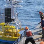The Oregon surface mooring in the water. Credit: Coastal Endurance Team, OSU.