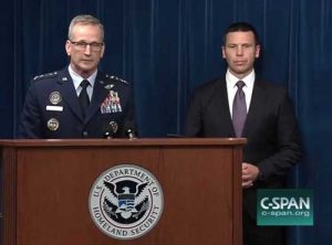 The Homeland Security and Defense Departments held a joint news conference announcing the deployment of 5,200 troops to the U.S. Mexican border. Image-Screenshot CSpan