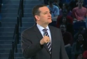 Senator Ted Cruz announcing his candidacy in March, 2015. Image C-Span video screengrab