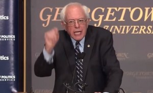 Democratic presidential candidate Bernie Sanders speaking on Democratic Socialism at Georgetown University. Image-YouTube screengrab