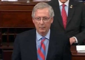 Senate Majority Leader Mitch McConnell speaking on the floor after the vote. Image-CSPAN screengrab