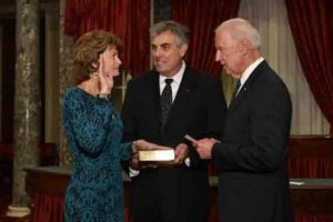 Alaska's Senator, Lisa Murkowski sworn in for her fourth term by Vice-President Jpseph Biden.