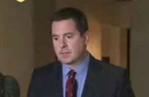 Representative Nunes talking to reporters on Russian probe issue. Image-screengrab video