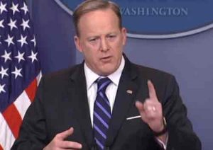 White House Press Secretary, Sean Spicer tells the press that protests across the nation are largely 'manufactured.' Image-VOA