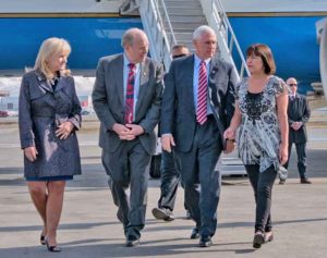 (left to right) First Lady Donna Walker, Governor Walker, Vice President Pence, Mrs. Karen Pence. Image-State of Alaska 