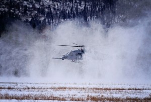 A flight crew with the Alaska Air National Guard's 210th Rescue Squadron conducts training with an HH-60 Pave Hawk helicopter  on Joint Base Elmendorf-Richardson. (U.S. Air Guard Photo by: Lt. Col. Guy Hayes)