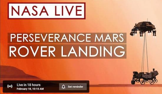 Watch the Mars Rover Landing-February 18th