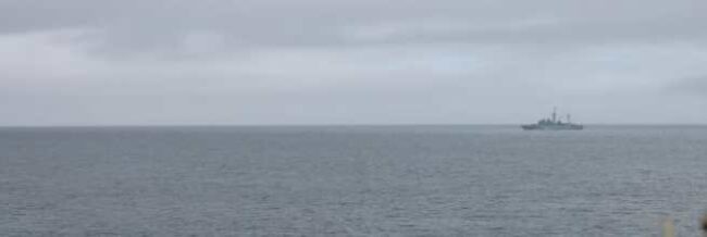 Coast Guard Cutter Alex Haley (WMEC 39) detected and followed a Russian Federation Vishnya-class naval vessel Monday south of the Aleutian Islands, Alaska. Alex Haley patrolled under Operation Frontier Sentinel, a Coast Guard operation designed to meet presence with presence when strategic competitors operate in and around U.S. waters. (U.S. Coast Guard courtesy photo)
