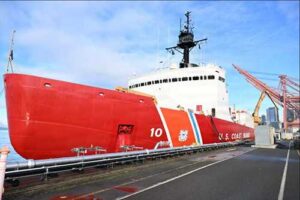 USCGC Polar Star (WAGB 10) is seen moored ahead of deploying for Operation Deep Freeze 2026, Seattle. (U.S. Coast Guard photo by Petty Officer 3rd Class Christopher Bokum)