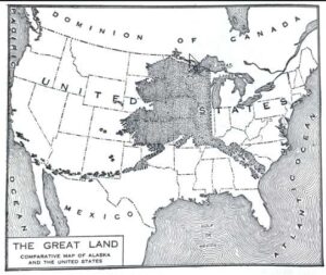 Photo by Ned Rozell
A Guide to Alaska, published in 1943, includes this comparison map of Alaska and the Lower 48 states.