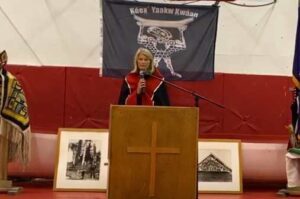 Senator Murkowski speaking in Kake. Image-Office of Senator Murkowski.