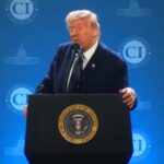 Trump announcing the sinking of the IRIS Dena. Image-Aaron Rupar/X video screenshot