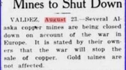 This Day in Alaska History-August 23rd, 1914