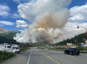 Photo by Paul Ollig, National Park Service
The Riley Creek Fire burns in Denali National Park and Preserve in July 2024. The fire consumed more than 400 acres.