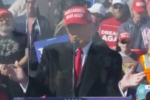 Trump at rally. Image-C-SPAN/X video screengrab