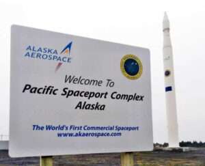 Photo courtesy of the Kodiak Daily Mirror
A sign welcomes people to the Pacific Spaceport Complex-Alaska, about 45 miles south of the city of Kodiak.