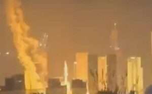 Tel Aviv under missile attack. Image-X video screengrab