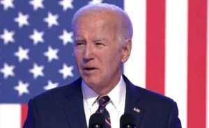 Biden during speech. Image-PBS/YouTube screengrab