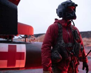 Alaska Army National Guard Sgt. 1st Class Brad McKenzie, an HH-60M Black Hawk helicopter crew chief, assigned to Golf Company, 2-211th General Support Aviation Battalion, conducts a mission out of Nightmute, Alaska, during Operation Halong Response, Oct. 17, 2025. The Alaska Division of Homeland Security and Emergency Management continues to work with the Alaska Organized Militia and the U.S. Coast Guard as recovery operations continue. (Alaska National Guard photo by Staff Sgt. Joseph Moon)
