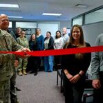 The Alaska National Guard Adjutant General Maj. Gen. Torrence Saxe ceremonially opens the AKNG Human Resource Office for business. (Alaska National Guard photo by David Bedard)