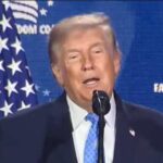 Trump speech. Image-PBS/X video screenshot