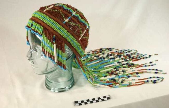 Photo: Beaded headdress by Emily Jean Capjohn planned for display in the museum’s new exhibits.