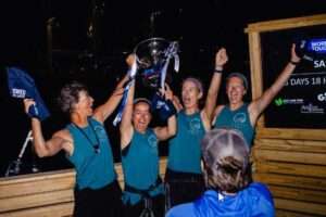 Photo courtesy of Noelle Helder
From left, Isabelle Côté, Lauren Shea, Chantale Bégin and Noelle Helder celebrate crossing the Atlantic Ocean in 38 days in Antigua on Jan. 20, 2024.