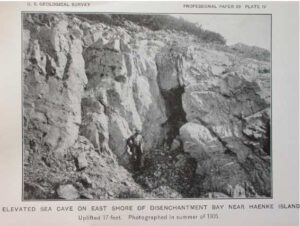 Image from the 1912 U.S. Geological Survey paper, "The Earthquakes at Yakutat Bay, Alaska, in September, 1899"
The shoreline near Yakutat shows evidence of the uplift caused by a massive earthquake in 1899.